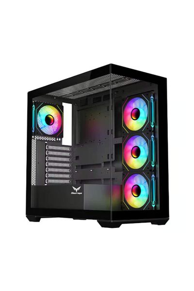Thermo علبة كمبيوتر ألعاب ATX Mid Tower من الزجاج المقسّى TC4000 - أسود
