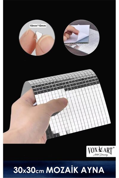 Vox Art Mozaik Ayna 10x10mm Kendinden Yapışkanlı  30x30cm Levha