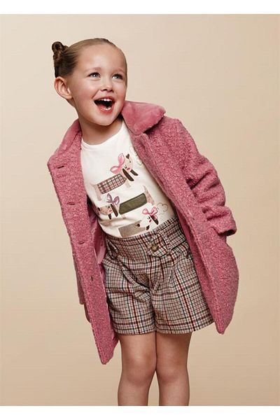 MAYORAL Girl's Boucle Coat 4409 - Fur Collar