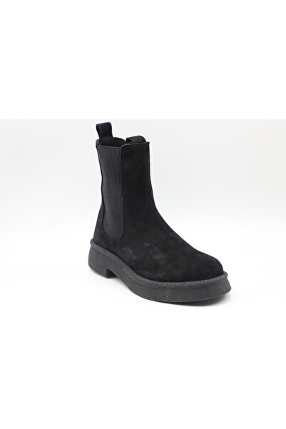 Bulldozer GERÇEK SÜET YANLARI LASTİKLİ KADIN BEJ SİYAH BOT