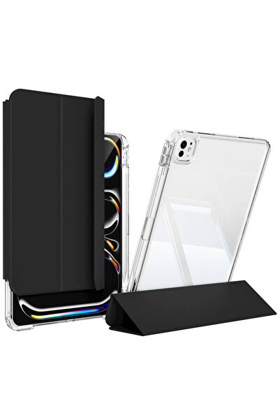 UnDePlus Ipad Air 13inç M2/m3 Kılıf Kalem Bölmeli Akrilik Şeffaf Ayrılabilir Case A2898 A2899 A2900