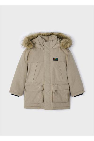 MAYORAL Boy's Fur Hooded Long Parka
