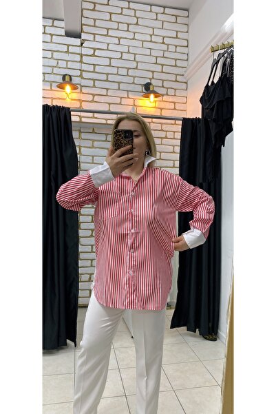 TUBA TOPTAŞ ÇİZGİLİ POPLİN GÖMLEK