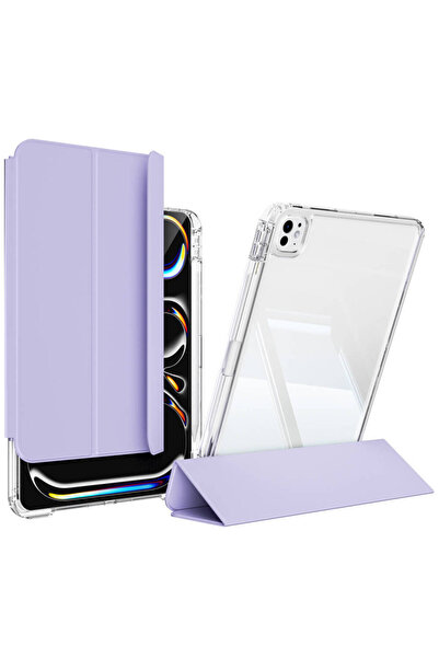 UnDePlus iPad Pro 13inç M4/M5 Kılıf Kalem Bölmeli Akrilik Şeffaf Ayrılabilir Case 2024/2025 Uyumlu