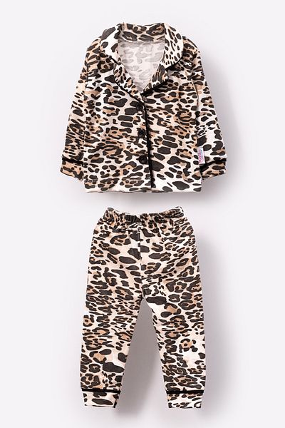 Bubito Leopard Print Baby Girl's Bottom Top 2-Piece Pajamas Set-Multicolor