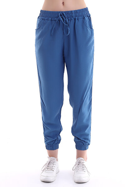 Cotton Mood 21161665 Ayrobin Side Stripe Waist Leg Elastic Pocket Trousers Indigo