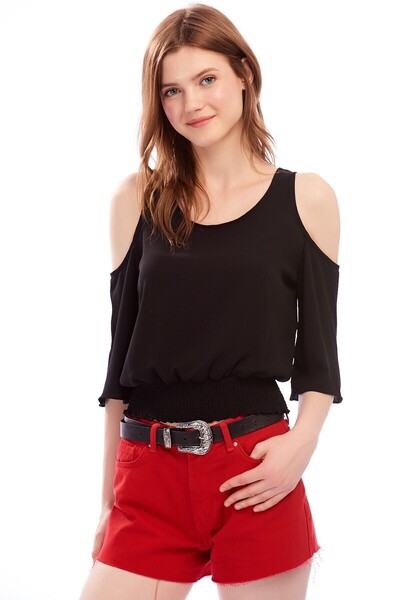 Cotton Mood 8262260 Kobe Off-The-Shoulder Elasticated Waist Short Sleeve Blou...