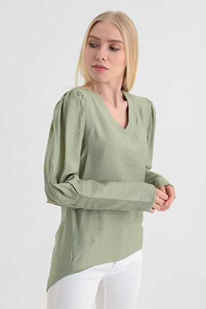 Cotton Mood 9151526 بلوزة بودروم كوم.أركادي مع أزرار على الظهر CAGLA YESIL