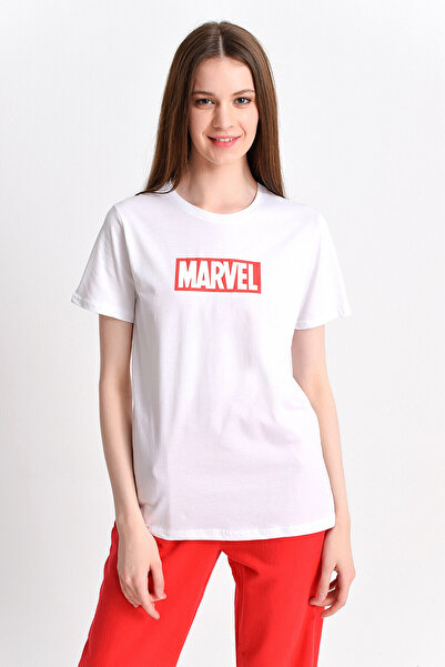 Cotton Mood 9282821 Single Jersey Printed Short Sleeve T-Shirt White-Red