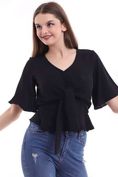 Cotton Mood 21333910 Ayrobin Gathered Front Blouse Black