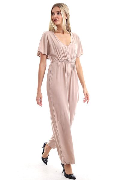 Buklemoda 20333098 Dok.viscose Salopetă fără umeri Bej
