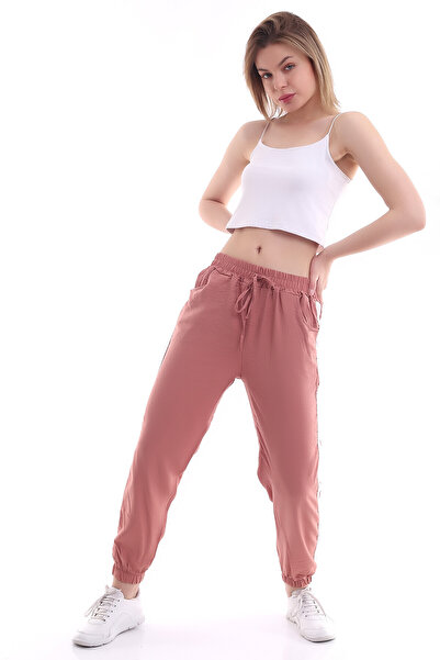 Cotton Mood 21161665 Ayrobin Side Stripe Waist Leg Elastic Pocket Trousers Sogan Kabugu