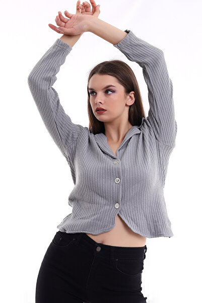 Cotton Mood Cm1190 Buttoned Jacket Gray