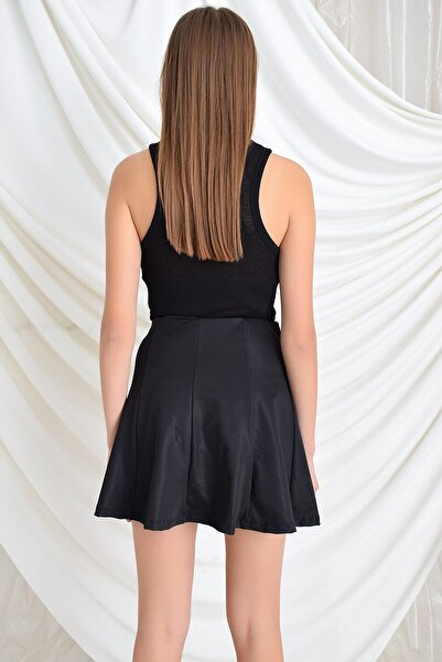 Cotton Mood 93614023 Shiny Micro Parted Short Skirt Black