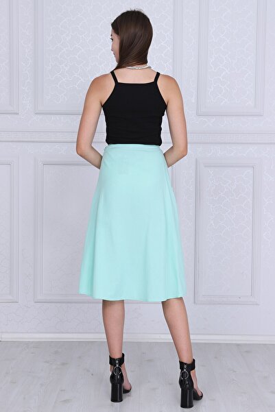 Cotton Mood 9313124 Doc. Viscose Patterned Tie-Waist Wrap Skirt Mint