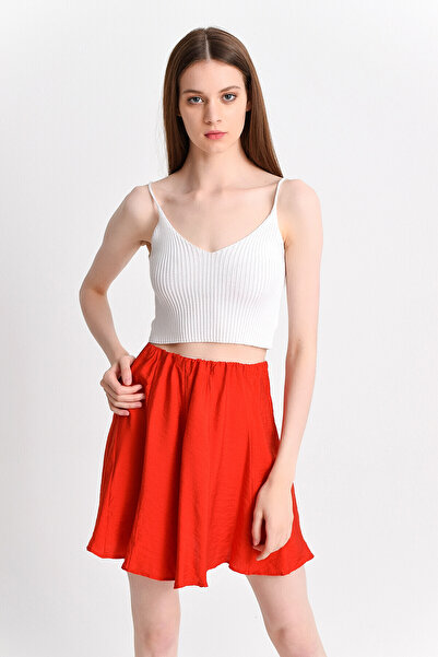 Cotton Mood 92814021 K.Flamlı Parçalı Kısa Etek Kiremit