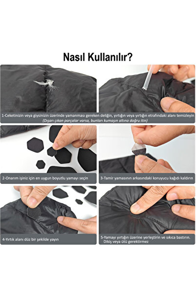 FIXALL ADHESIVE PRODUCTS Mont, Çadır, Şemsiye Yapışkanlı Tamir Yaması Polyester Renk Seçenekli 19 Adet Set