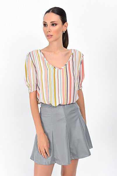 Cotton Mood 93614023 Shiny Micro Fragmented Short Skirt Gray