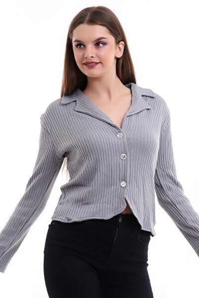 Cotton Mood Cm1190 Buttoned Jacket Gray