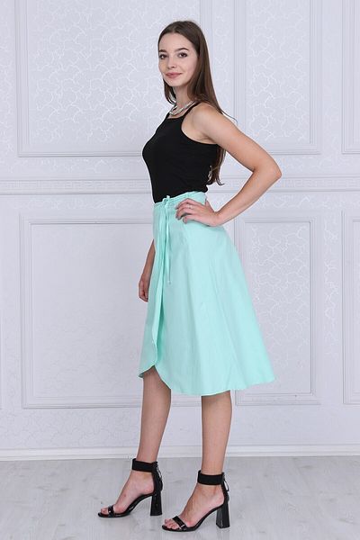 Cotton Mood 9313124 Dok.viscose Patterned Waist Tied Wrap Skirt Mınt