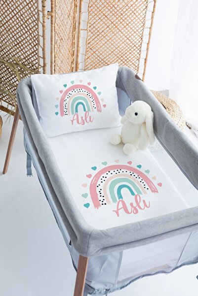 Lilabio %100 Pamuk Saten İsme Özel İsimli 70x120 Park Yatak Nevresim Seti Kal...