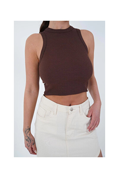 Cotton Mood 23254307 Camisole Crew Neck Piping Athlete BROWN