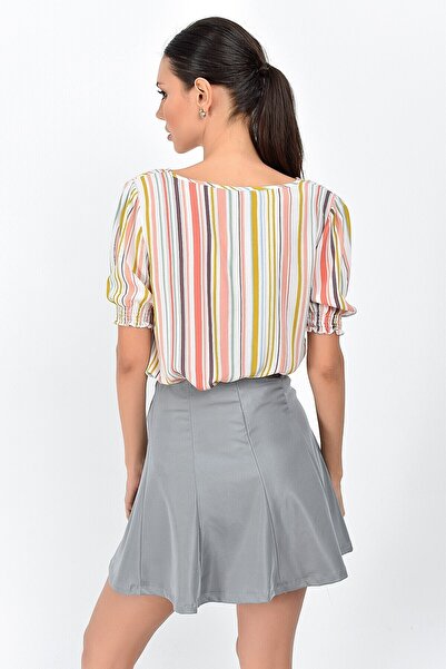 Cotton Mood 93614023 Shiny Micro Fragmented Short Skirt Gray