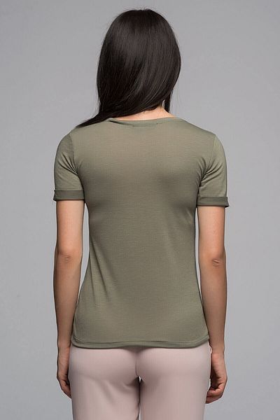 Denismoda Stork Embroidered Collar Blouse Khaki and Boyfriend Short Sleeve