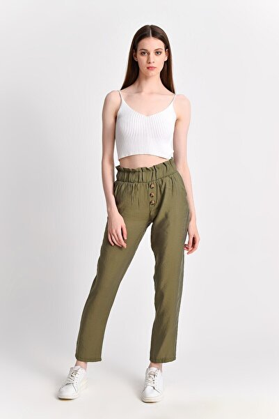 Cotton Mood 9283059 Bodrum 3 Düğmeli Sahte Patlı Cepli Pantolon Hakı