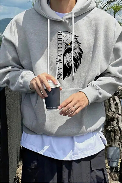 Wish BF Men's Eagle Printed Hooded Sweatshirt