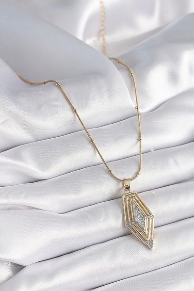 Store 316L Steel Gold Color Zircon Stone Vintage Model Women's Necklace
