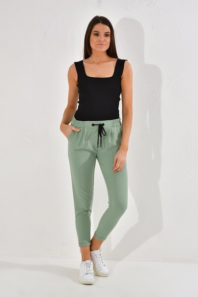 Cotton Mood 20023247 Atlas Flota Pocketed Eyelet Trousers Cagla Green