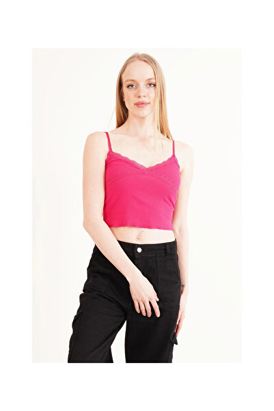 Cotton Mood 23254275 Camisole Rope Strap Lace Crop Blouse FUSYA