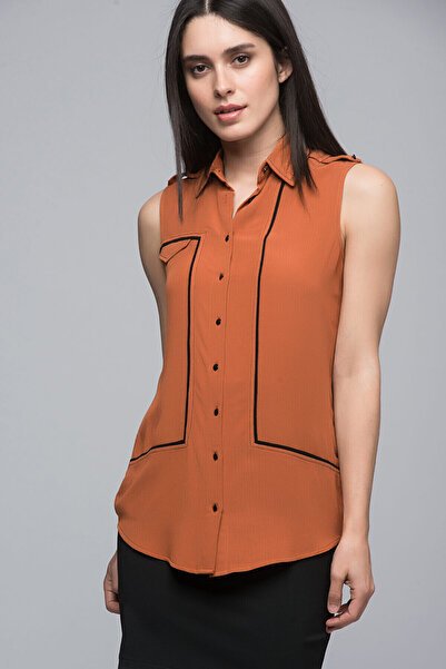 Cotton Mood 7011737 قميص بدون أكمام مع حواف أسطوانية أشرطة KIREMIT