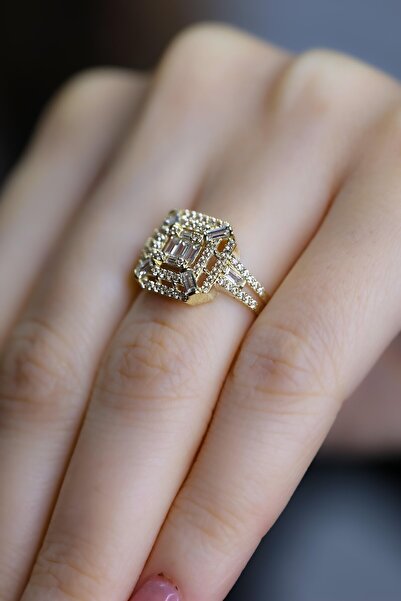 Fay Yamaner Altın Kare Baget Yüzük