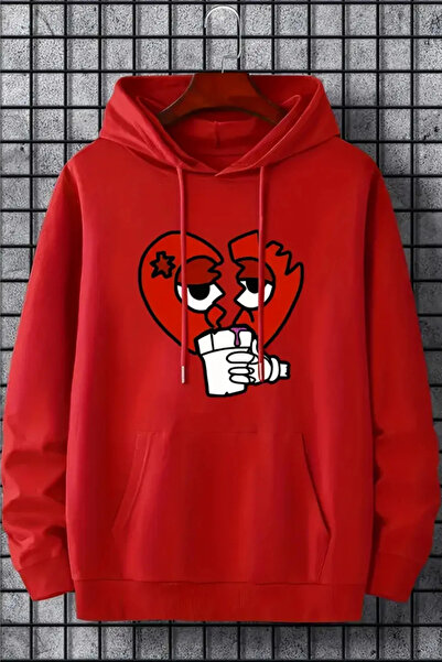 FECCY Hanorac din bumbac cu glugă și imprimeu Broken Heart