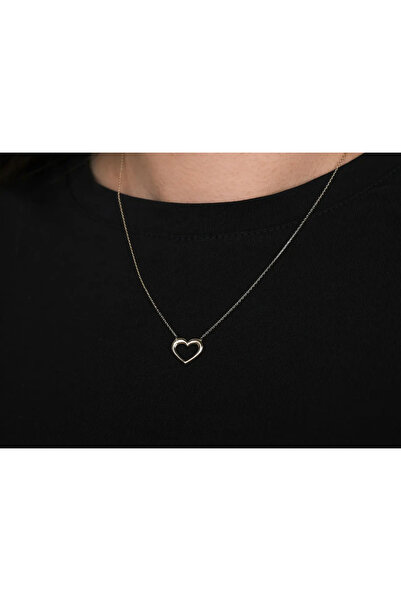 Safir Kuyumculuk 14 Ayar Altın Kalp Kolye - Romantik Ve Şık Tasarım