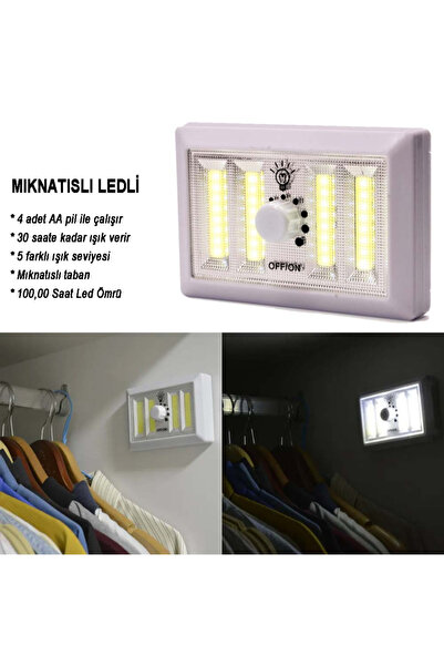 NARGO Mıknatıslı Pilli Kablosuz Güç Ayarlı Led Lamba Oda Lambası