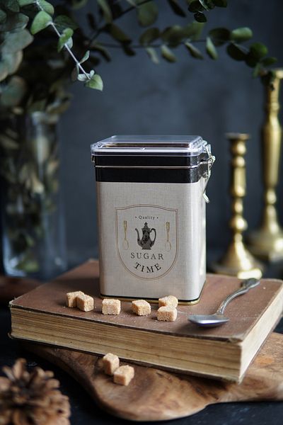 EVLE Er043-6f Azura Sugar Patterned Rectangular Metal Storage Container 8x10 Cm