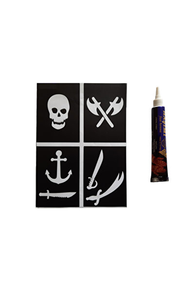 Vipfırsat Kurukafa ve Çapa Desenli Kına Kalıbı Geçici Dövme Şablonu ve Siyah Hint Kınası