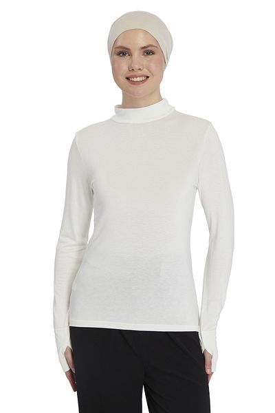 Altobeh Women's Organic Finger Snap Turtleneck Bodysuit - Ecru