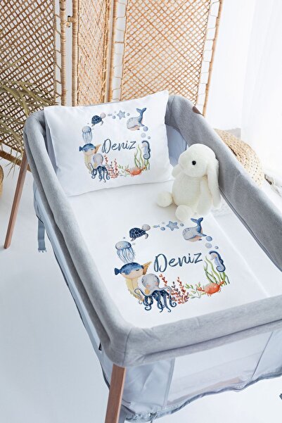 Lilabio %100 Pamuk Saten İsme Özel İsimli 70x120 Park Yatak Nevresim Seti Den...