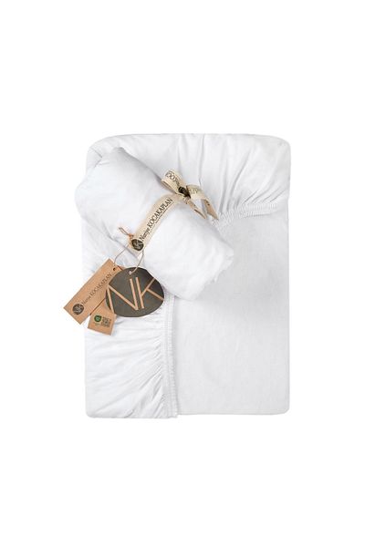 Nuriye Kocakaplan White Color Organic Double Fitted Sheet 180/200X200Cm