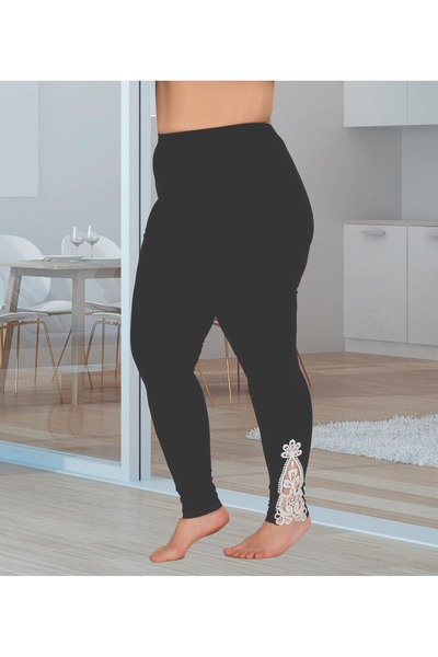 Lady Lingerie Γυναικείο κολάν με ψηλόμεσο oversize με δαντέλα στα πόδια