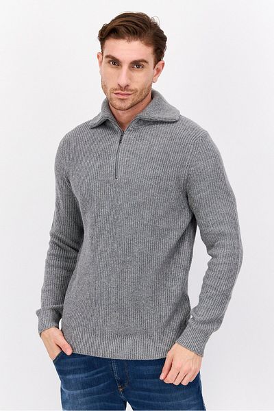 Esprit Men Turtle Neck Long Sleeves Knitted Sweater, Grey