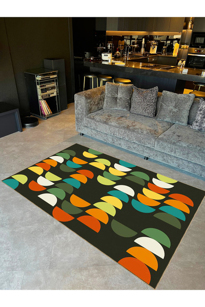 Rugs Modern Halı Σειρά Ametist: Γεωμετρικά σχήματα με πράσινο θέμα, υφαντό ύφ...