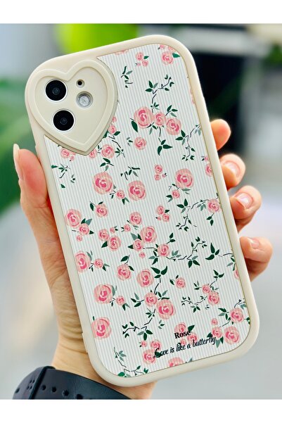 Go Aksesuar iPhone 11 Compatible Plating Mini Flower Design Flexible Silicone Case