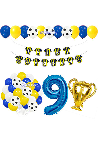parti pera Sarı Lacivert Pastel Balon Kupa Folyo Balon Lacivert Rakam Folyo B...