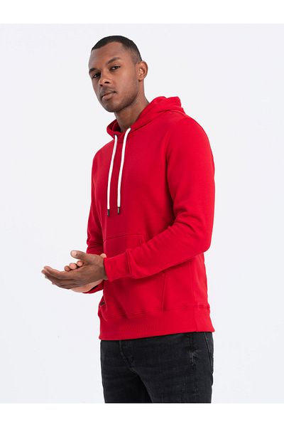 OMBRE Men's hooded sweatshirt - red V10 OM-SSBN-0120 XL