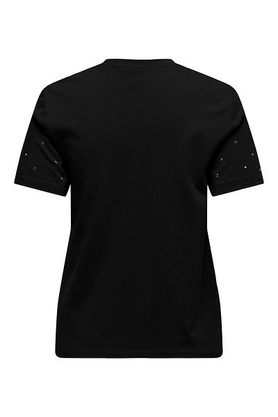 ONLY Tricou negru Onlglobe - Detaliu de piatră, 100% bumbac, decolteu O 15342984